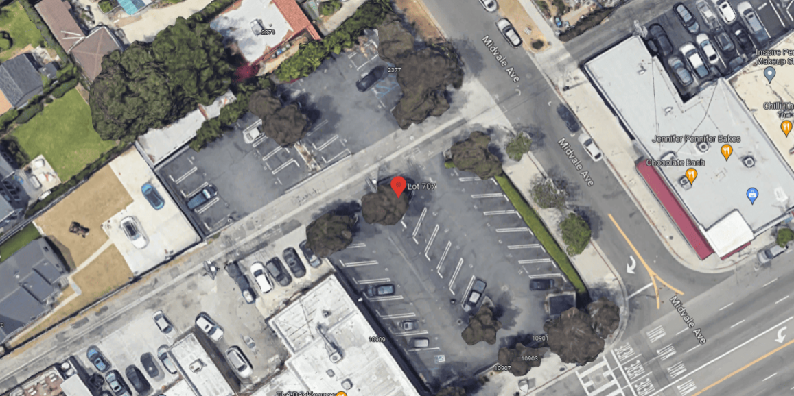 Site of proposed interim housing for homeless at Pico and Midvale.